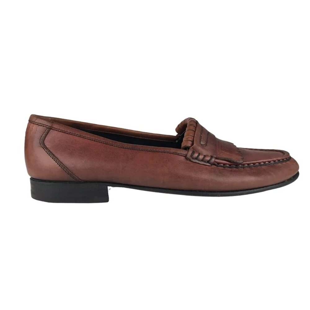 Florsheim Mens Brown Leather Almond‎ Toe Slip on Classic Moccasin Size US 8D